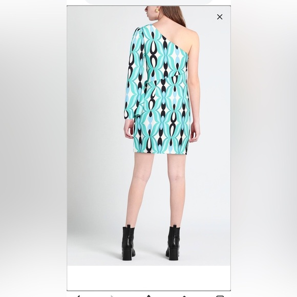 PatBO Aqua and Black One-Shoulder Dress - Picture 5 of 9